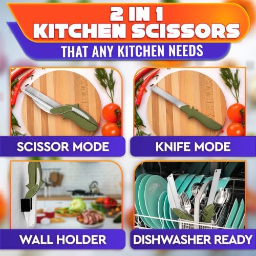 2 in 1 Kitchen Scissors for Food with Cutting Board, Safety Lock - Image 4