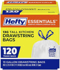 Hefty Essentials 13 Gallon Kitchen Trash Bags, 120 Count, Fresh Linen Scent by Hefty