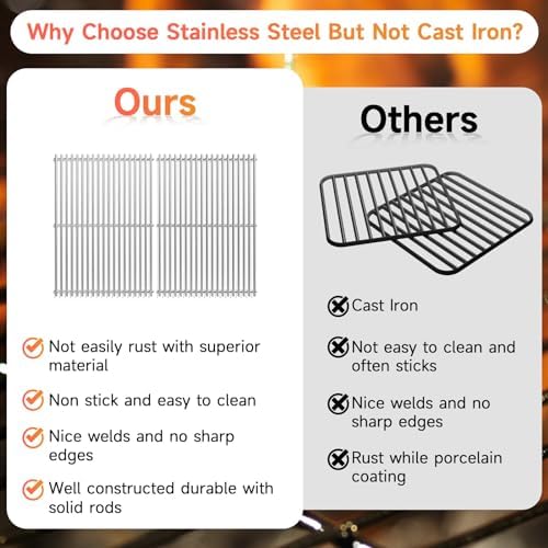 2pcs Stainless Steel Grill Grates for Weber, 18.75" x 26.5'' - Image 3