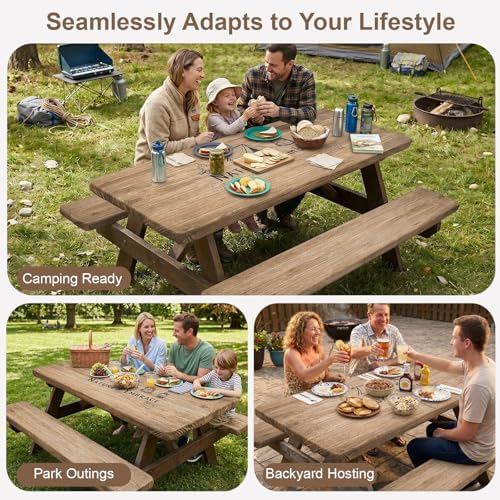 Picnic Table Cover with Bench Covers Camping Tablecloth Set with Pocket - Image 4