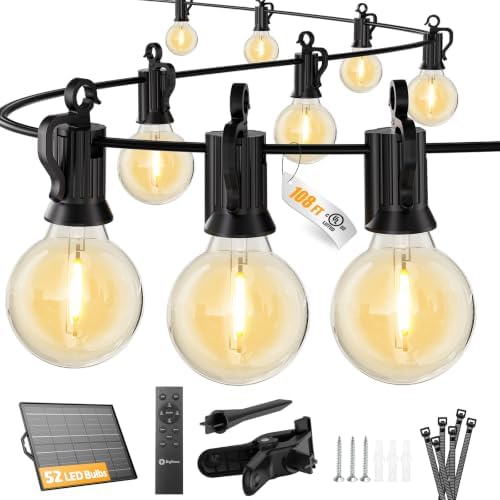Brightown 108FT 52LED Solar String Lights Outdoor with Remote & USB Port by Brightown