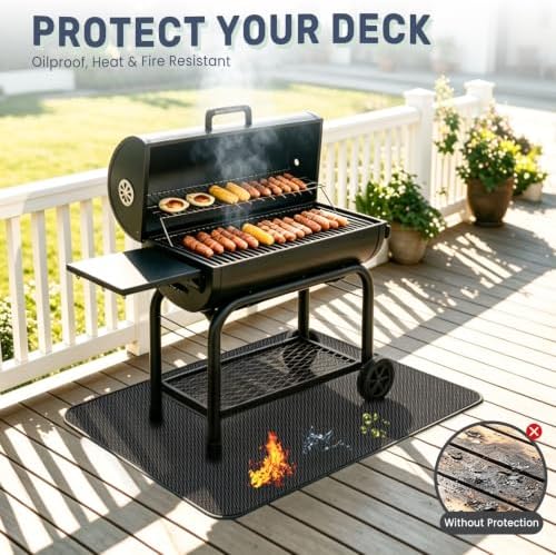 48"x30" Under Grill Mat, Fireproof Grill Mats for Outdoor Grill Deck Protector, Large Heat Resistant & Waterproof BBQ Mat, Reusable Floor Rug Pad for Blackstone, Smoker and Patio - Image 2