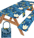 Picnic Table Cover with Bench Covers Waterproof Elastic Rectangle Tablecloth Camping Essentials Supplies Rv Car Travel Gear Must Haves Accessories Fitted Table Cloth Outdoor Road Trip Camper Gifts 6ft by Wrakus