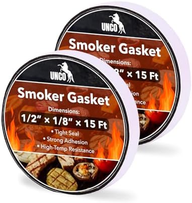 UNCO- Grill Gasket, 1/2"x1/8", 15 ft, 2 Pack, Smoker Gasket Sealer by Unco