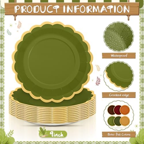 48 Pcs Fall Paper Plates 9 Inch Scalloped Paper Plates - Image 3