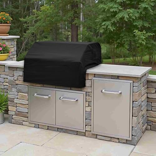 Covers & All Built-in Grill Cover for Outdoor Grill – Heavy Duty 12 oz Waterproof Built-in BBQ Grill Cover, PVC-Coated Polyester with Elastic Hem for Snug Fit (36 x 26 x 14 inches, Black) - Image 4