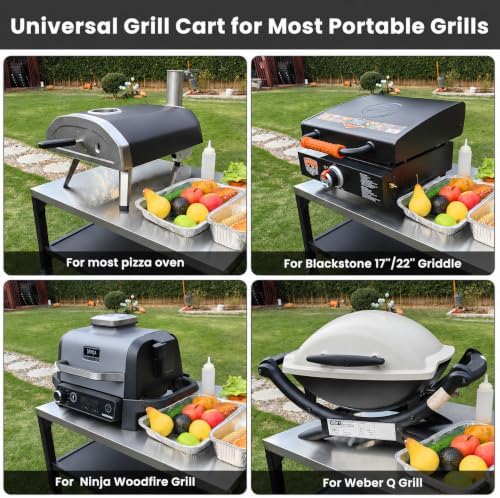 Hisencn 3-Tier Pizza Oven Table, Stainless Steel Outdoor Grill Prep Cart - Image 3