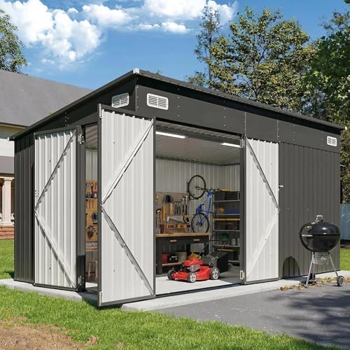8'x10' Lean to Shed Outdoor Storage Sheds with Triple Doors by Breezestival