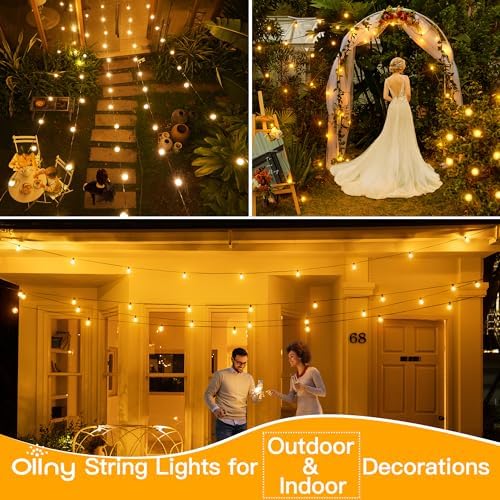Ollny Outdoor String Lights, 25FT LED Patio Lights Waterproof Plug in - Image 6