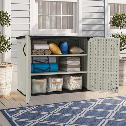 Devoko 26 Cu Ft Resin Outdoor Storage Cabinet, Plastic Horizontal Shed by DEVOKO