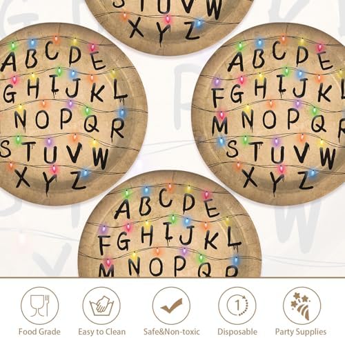 50Pcs Spooky Rustic Alphabet Paper Plates 9 Inch for Halloween - Image 6