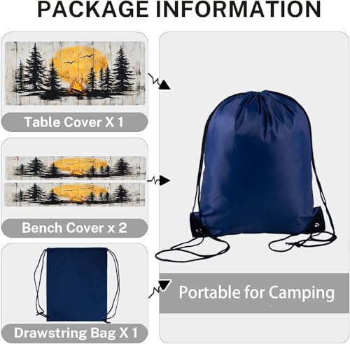 CAPSCEOLL Picnic Table Cover with Bench Covers 6ft - Camping on Wood - Image 4
