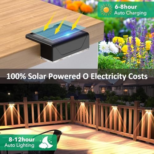 Solar Fence Lights Outdoor, 12 Pack Black Fence Lights Solar Powered - Image 5
