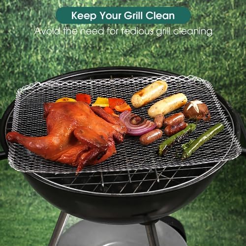 Grill Topper, Grill BBQ Disposable Grill Toppers, 10 Pack Grill Topper for Outdoor Grill Disposable Grilling Liners Prevent Food from Falling Through Grill Grates - 15.3x12 Inch - Image 2