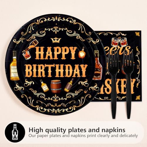 96 Pcs Whiskey 60th Birthday Whiskey Party Supplies Serves 24 - Image 2