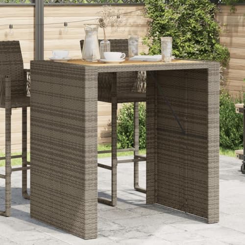 Grey Garden Bar Table Outdoor Furniture with Solid Acacia Wood and Powder-Coated Steel Frame, Weather-Resistant and Durable for Patio Dining, 41.3 in Long and 31.5 in Wide, - Image 3