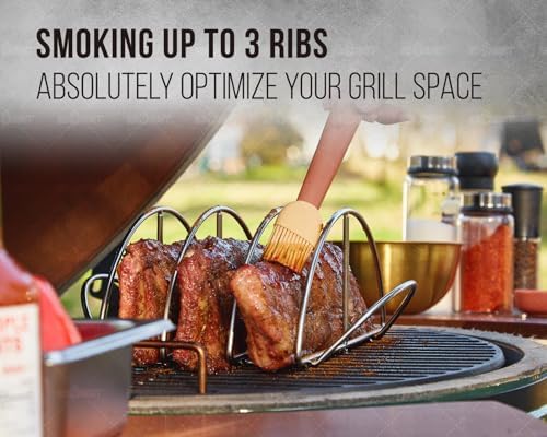 BBQ Rib Racks for Grilling and Smoking, Stainless Roasting Rack - Replacement Joe Classic Rib Rack for Holding 3 Full Ribs, Smoker Parts for Green Egg M/L/XL, Weber, Akorn Jr, BGE Kamado Accessories - Image 5