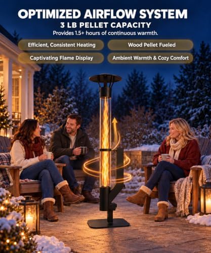 Pellet Patio Heater, 70 Inch Outdoor Wood Pellet Rocket Stove - Image 5