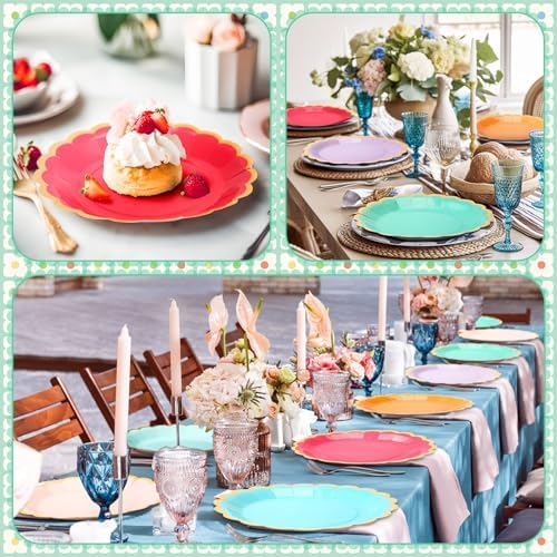 48 Pcs Candy Rainbow Paper Plates 9 Inch Scalloped - Image 6