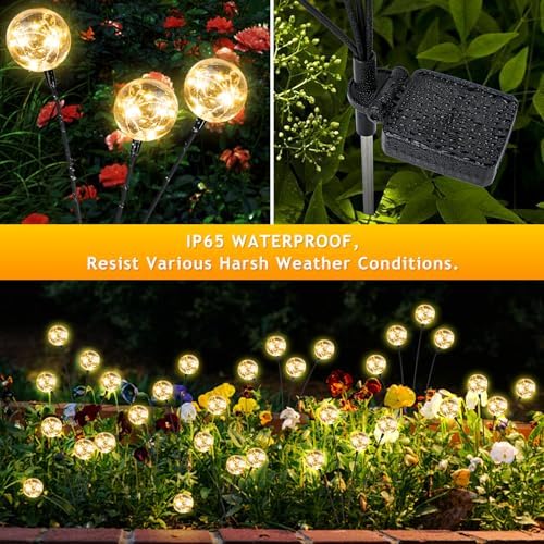 vignuto Solar Lights Outdoor Waterproof, 4 Packs, Solar Globe Lights, Garden Decor, Patio Decor, Unique Gifts for Women, Gifts for Grandma - Image 4