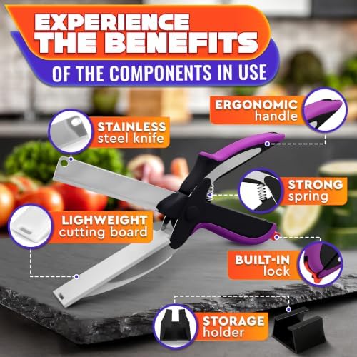 2 in 1 Kitchen Scissors for Food with Cutting Board, Safety Lock - Image 3