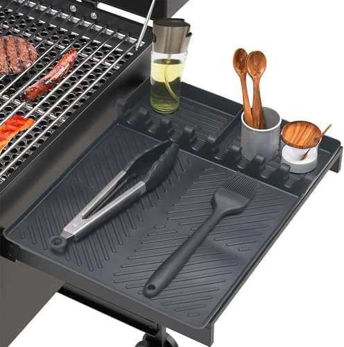 Silicone Griddle Tools Mat for Blackstone Side Shelf, Spatula Mat with Drip Pad, Silicone Utensil Rest/Holder for BBQ Tools (Black 1 Pack) by Ytuomzi