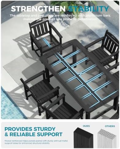 Ciokea HDPE Outdoor Patio Dining Chairs Set of 2, All-Weather, Black - Image 4