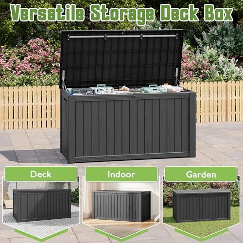 Outdoor Storage Waterproof Deck Box for Patio (200 Gallon, Black) - Image 5