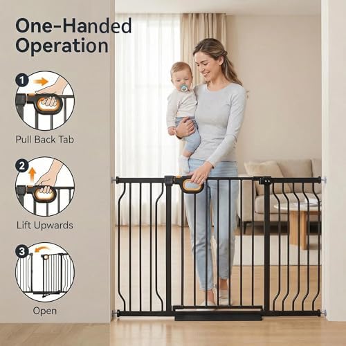 76.4-85.5 Inch Extra Wide Baby Gate Pressure Mounted for Stairs Doorways - Image 6