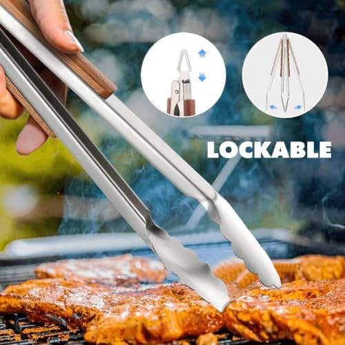 Grill Utensils Set with Rosewood Handle, BBQ Accessories Tools Set of 5 - Image 4