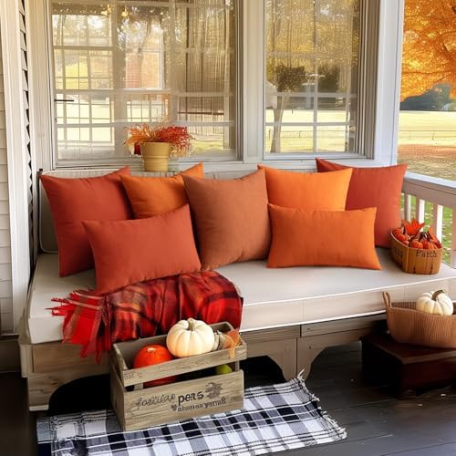 MIULEE Decorative Outdoor Pillow Covers Fall Euro 22x22 Burnt Orange - Image 4