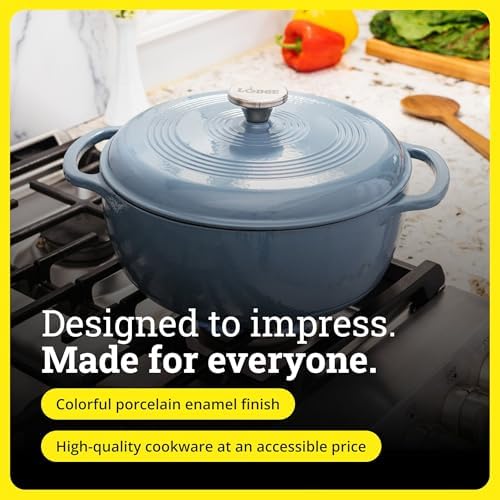 Lodge Essential Enamel Cast Iron Dutch Oven, 4.5 Quart, Lagoon - Image 6