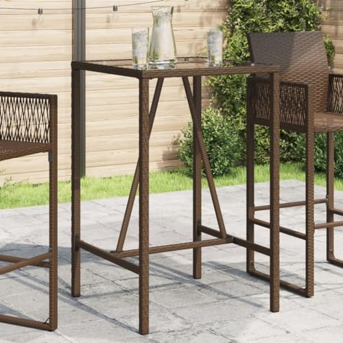 Outdoor Bar Table Brown Patio, Deck Furniture – Exterior, Garden Dining Table for Balcony, Kitchen, and Backyard, Mesa Tables by Unknown