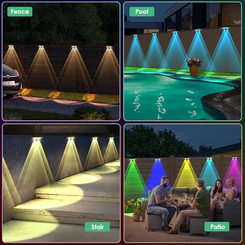 Solar Fence Lights Outdoor, 2 Pack Black Fence Lights Solar Powered - Image 6