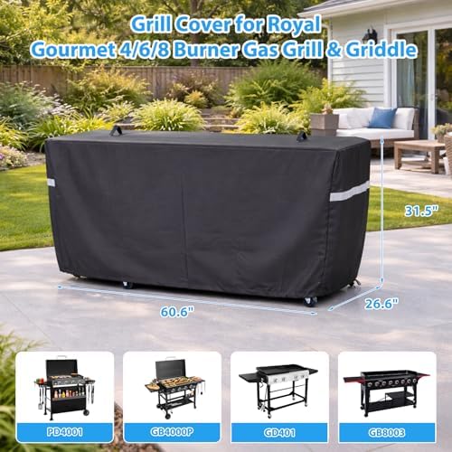 Utheer Grill Cover for Royal Gourmet 4 6 8 Burner Grill, 600D Waterproof - Image 2