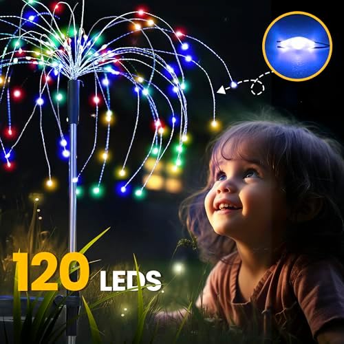 GIGALUMI 8 Pack Solar Firework Lights Outdoor, Garden Decor, Multicolored - Image 3