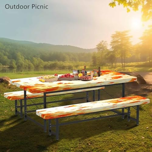 CAPSCEOLL Fitted Picnic Table Cover with Bench Covers 8ft - Fall Maple - Image 6