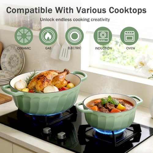 Enameled Cast Iron Dutch Oven Pot with Lid, 6 QT Large Dutch Oven - Image 4