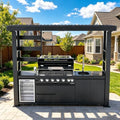 108" Outdoor Kitchen Island Crafted from Stainless Steel,6-Burner 85,000 BTU Natural Gas Grill with Rotisserie Oven,Galvanized Steel Roof,Granite Countertops,Refrigerator,Storage,Sink.(Natural Gas) by INOTEVERITORY
