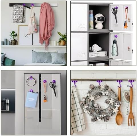 VNDUEEY Magnetic Hooks, 80 Lbs Heavy Duty Earth Magnets with Hooks for Cruise Cabin, Strong Magnetic Hooks for Hanging, Metal Magnetic Hanger for Grill, Fridge, Kitchen, Garage (Purple, Pack of 10) - Image 7