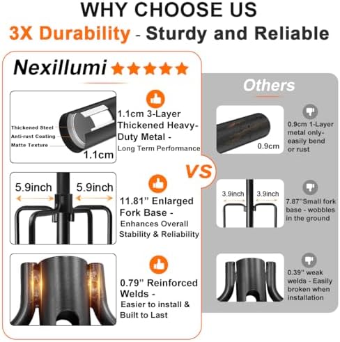 2 Pack Heavy-Duty String Light Poles for Outside with Fork, Adjustable Lighting Hanging Post Accessories for Patio Furniture Set Patio Decor Outdoor Decor Backyard Yard Pergola Garden Decorations - Image 2