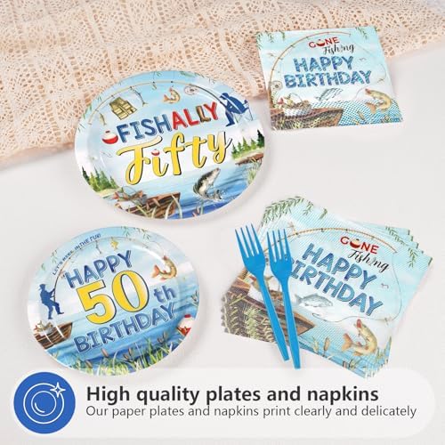 96Pcs Fishing 50th Birthday Party Decorations, Serves 24 - Image 3