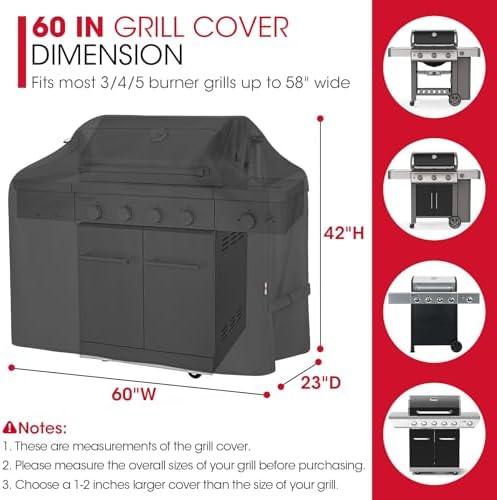 Unicook Waterproof Grill Cover, Heavy Duty Fade Resistant, 60 Inch, Black - Image 2