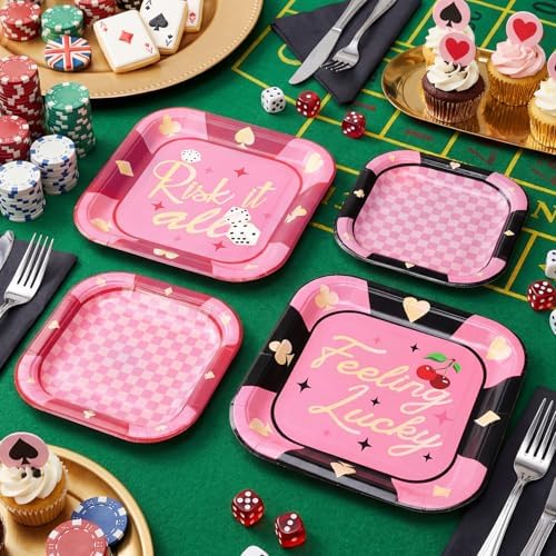 Pickmesh 100 Pcs Lucky in Love Casino Theme Bachelorette Paper Plates - Image 3