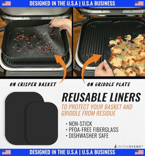 Grill Liners for Ninja Woodfire Outdoor Grill and Smoker, Reusable Mats for OG701 OG751 7-in-1 Outdoor Electric Wood Fire Master Grill and Air Fryer Accessories, Dishwasher Safe by INFRAOVENS - Image 2