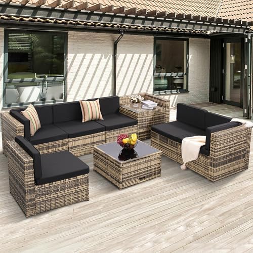 KROFEM 8 Piece Patio Furniture Set, Outdoor Modular Conversation Set by KROFEM