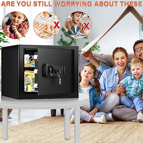 9.84"H Small Safe Box for Money | 1.2 cuft Security Safe with Fireproof Bag - Image 3