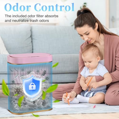 Ogikey Bathroom Small Trash Can with Automatic Touchless Lid, 2.6 Gallon Smart Garbage Can Narrow Waterproof Trash Bin for Bedroom, Office, Living Room - Image 4