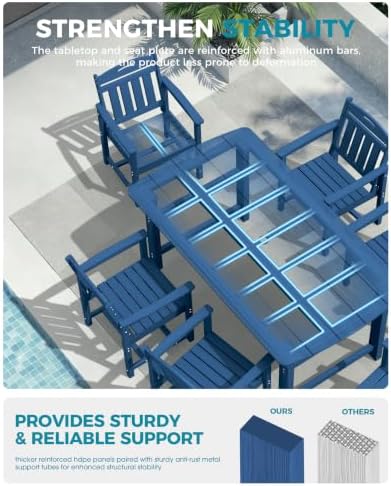 Ciokea HDPE Outdoor Patio Dining Chairs Set of 2, All-Weather, Navy Blue - Image 4