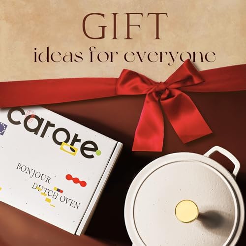 CAROTE Enameled 5QT Cast Iron Dutch Oven Pot with Gift Box, Bonjour - Image 4